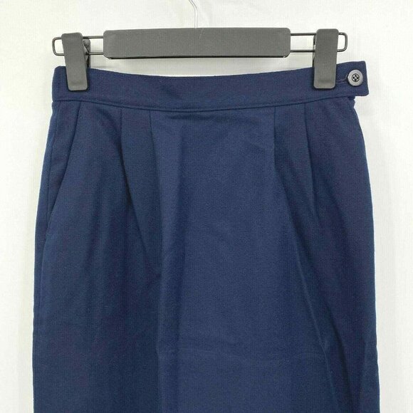 Vintage‎ Pendleton Modest Skirt Womens 6 Navy Blue Wool Pleated Lined Pockets - Picture 3 of 9